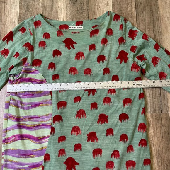 Tsumori Chisato Womens Multicolor Animal Boat Neck 3/4 Sleeve Shift Dress Size 3 - Picture 5 of 11